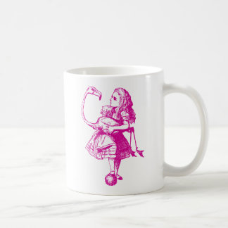アリスおよびフラミンゴはピンクにインクをしみ込ませました コーヒーマグカップ