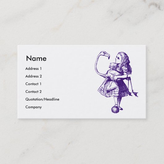 アリスおよびフラミンゴは紫色にインクをしみ込ませました 名刺 (正面)