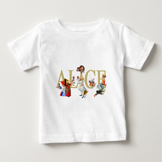 アリスおよび不思議の国および友人 ベビーTシャツ (正面)