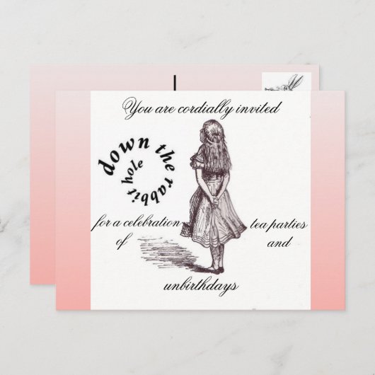 アリスおよび不思議の国の招待状 案内ポストカード (正面/裏面)