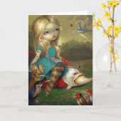 "アリスおよびBoschの鳥"の挨拶状 カード (黄色い花)