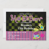 アリスお洒落不機嫌ティーパーティー誕生日招待状 招待状 (正面)