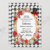 アリスお洒落不機嫌ハッタワンダーランド誕生日 招待状 (正面/裏面)