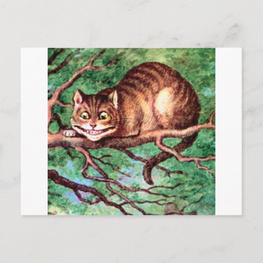 アリスが不思議の国のチェシャ猫と出会う ポストカード (正面)