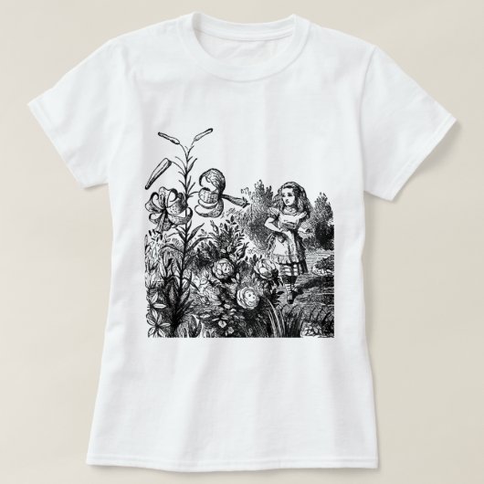 アリスが庭の花と語る Tシャツ (デザイン正面)