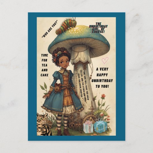 アリスとイモムシの非誕生日ポストカード ポストカード (正面)