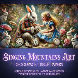 アリスとウサギのワンダーランドの森のデコパージュ 薄葉紙