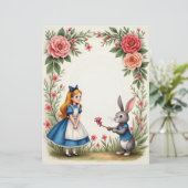 アリスとウサギの花柄スクラップブック用紙 (スタンド正面)