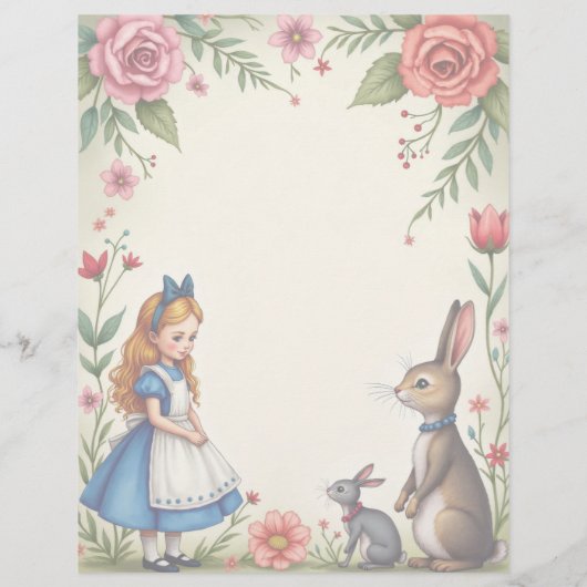 アリスとウサギフローラスクラップブック紙 (裏面)