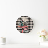 アリスとキャタピラ白黒ブルーピンク ラウンド壁時計 (ホーム)