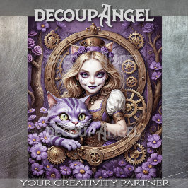 アリスとチェシャ猫のパープルスティームパンクスタイル 薄葉紙