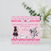 アリスとピンクのフラミンゴの卒業パーティー 招待状 (スタンド正面)