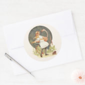 アリスとフラミンゴのステッカー ラウンドシール (封筒)