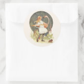 アリスとフラミンゴのステッカー ラウンドシール (バッグ)