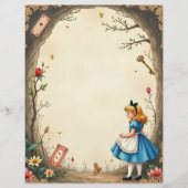 アリスとホワイトラビットの花柄スクラップブッキングペーパー (正面)