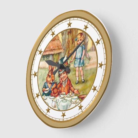 アリスと不機嫌帽子屋さんの紅茶パーティー ラージ壁時計 (傾斜)