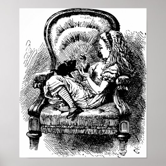 アリスと子猫のイラストレーション ポスター (正面)