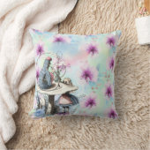 アリスと毛虫の紫のフローラ クッション (ブランケット)