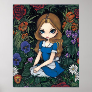 アリスと花アートプリント- in Wonderland ポスター