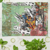 アリスのカードwonderlandハットウサギ キッチンタオル (折り畳み)