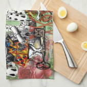 アリスのカードwonderlandハットウサギ キッチンタオル (四つ折り)