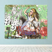 アリスのカードwonderlandハットウサギ キャンバスプリント (インサイチュ (ウッドフロア))