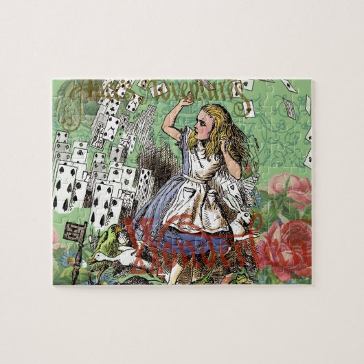 アリスのカードwonderlandハットウサギ ジグソーパズル (横)