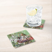 アリスのカードwonderlandハットウサギ スクエアペーパーコースター (インサイチュ)