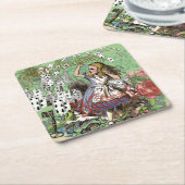 アリスのカードwonderlandハットウサギ スクエアペーパーコースター (アングル)