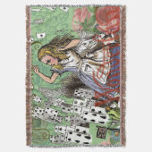 アリスのカードwonderlandハットウサギ スローブランケット (正面縦)