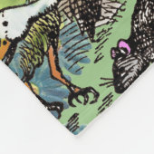 アリスのカードwonderlandハットウサギ フリースブランケット (角)