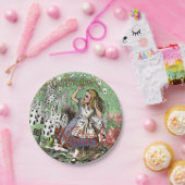 アリスのカードwonderlandハットウサギ ペーパープレート (パーティー)