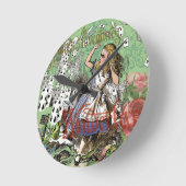 アリスのカードwonderlandハットウサギ ラウンド壁時計 (傾斜)