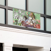 アリスのカードwonderlandハットウサギ 横断幕 (ビルの外側)