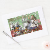 アリスのカードwonderlandハットウサギ 長方形シール (封筒)