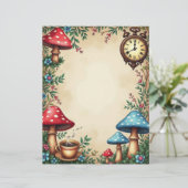 アリスのキノコ ティーカップ クロック スクラップブック用紙 (スタンド正面)