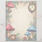 アリスのキノコ ティーカップ クロック スクラップブック用紙 (裏面)