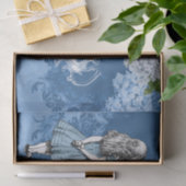 アリスのティーポットの青いヴィンテージのダマスク織のティッシュペーパー 薄葉紙 (ギフト)