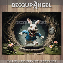 アリスのワンダーランドの白うさぎ#1デクページ 薄葉紙