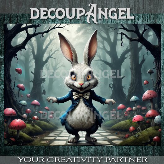 アリスのワンダーランドの白うさぎ#2デクページ 薄葉紙