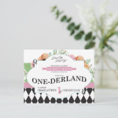 アリスのワンダーランドの誕生日ポストカード招待状 ポストカード (スタンド正面)