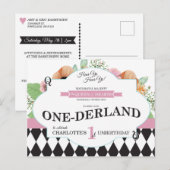 アリスのワンダーランドの誕生日ポストカード招待状 ポストカード (正面/裏面)