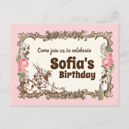 アリスのワンダーランド招待葉書 インビテーションポストカード (正面)