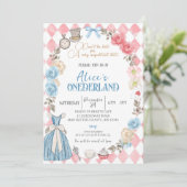 アリスの不思議な世界、女の子の1歳の誕生日パーティー 招待状 (スタンド正面)