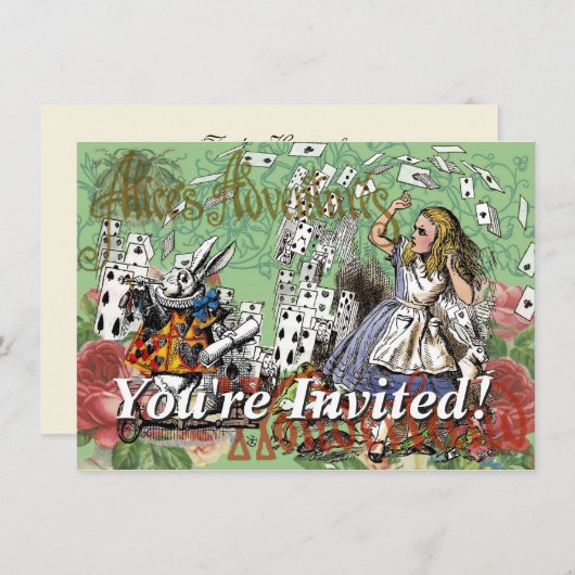 アリスの不思議の国のカード ハッター ウサギ 招待状 (正面/裏面)