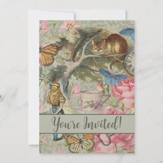 アリスの不思議の国のチェシャ猫の木の庭 招待状 (正面)