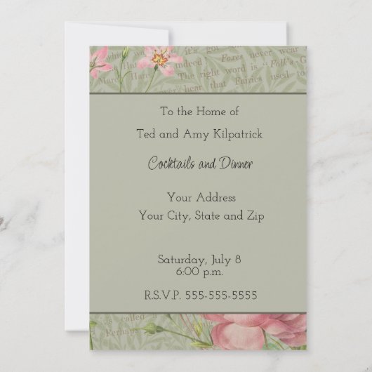 アリスの不思議の国のチェシャ猫の木の庭 招待状 (裏面)