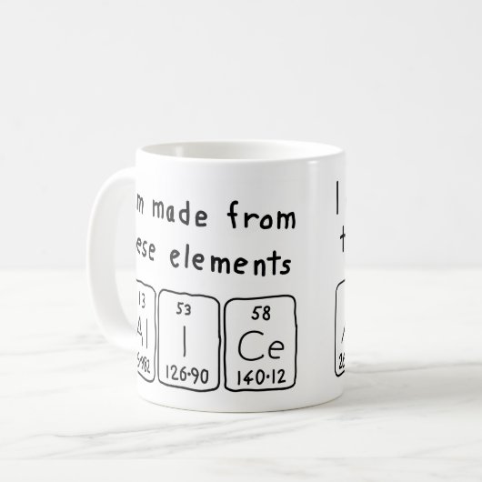 アリスの周期表の名前のマグ コーヒーマグカップ (正面左)