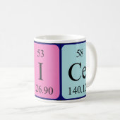 アリスの周期表の名前のマグ コーヒーマグカップ (正面右)