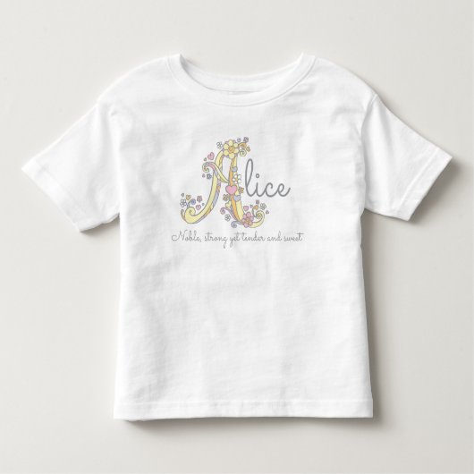 アリスの女の子の名前の意味モノグラムハート トドラーTシャツ (正面)
